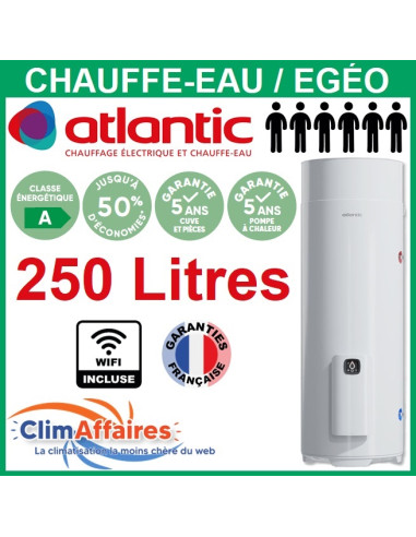 Chauffe-Eau Thermodynamique Atlantic - Gamme ÉGÉO - Vertical Sur Socle - 250 Litres - 232517