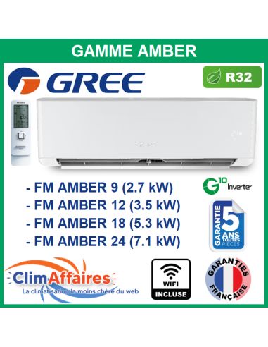 GREE Unités Intérieures - Free Match - AMBER - R32 - FM AMBER 9 / FM AMBER 12 / FM AMBER 18 / FM AMBER 24
