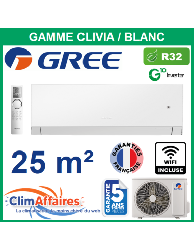 GREE Climatisation Inverter - R32 - CLIVIA 9 (2.7 kW) / Blanc