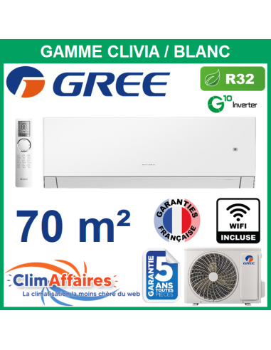 GREE Climatisation Inverter - R32 - CLIVIA 24 (7.1 kW) / Blanc