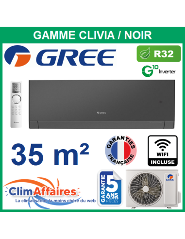 GREE Climatisation Inverter - R32 - CLIVIA 12 (3.51 kW) / Noir