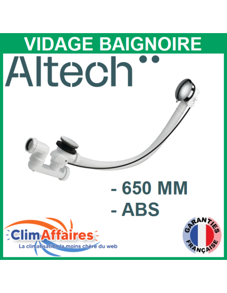 Vidage baignoire ABS à câble - ALTECH - Longueur 65 cm