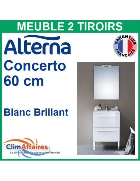 Alterna Meuble salle de bain CONCERTO avec 2 Tiroirs Blanc Brillant - 60 CM