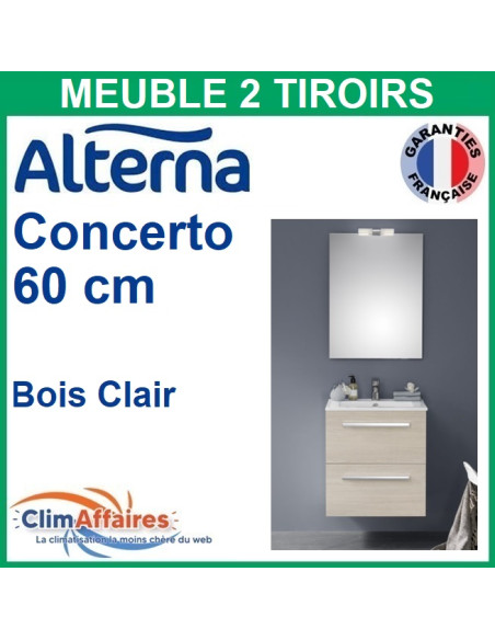 Alterna Meuble salle de bain CONCERTO avec 2 Tiroirs Bois Clair - 60 CM