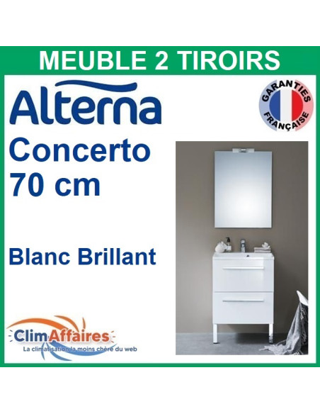 Alterna Meuble salle de bain CONCERTO avec 2 Tiroirs Blanc Brillant - 70 CM