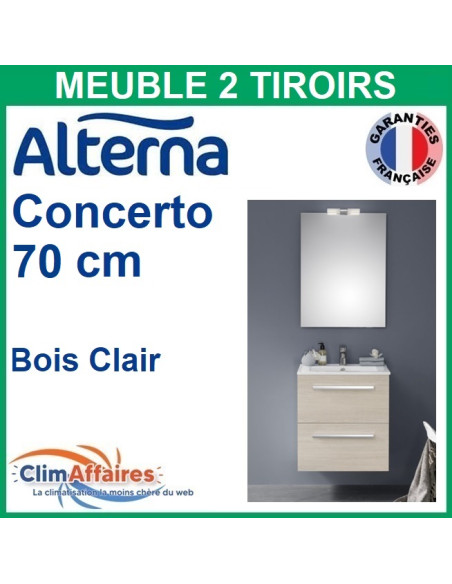 Alterna Meuble salle de bain CONCERTO avec 2 Tiroirs Bois Clair - 70 CM