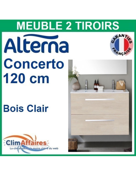 Alterna Meuble salle de bain CONCERTO avec 2 Tiroirs Bois Clair pour double vasques - 120 CM
