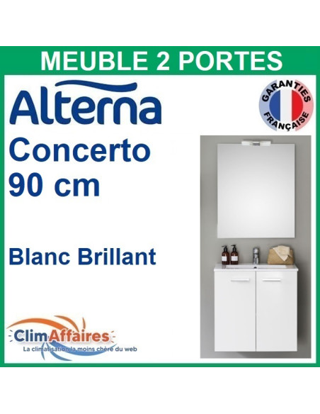 Alterna Meuble salle de bain CONCERTO avec 2 Portes Blanc Brillant - 90 CM