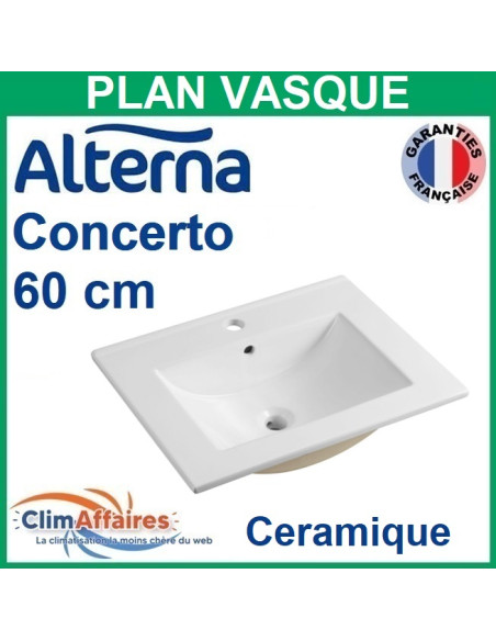 Alterna Plan Vasque Ceramique Centree pour meuble salle de bain CONCERTO - 60 CM