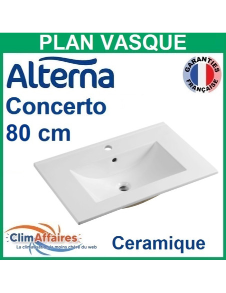 Alterna Plan Vasque Ceramique Centree pour meuble salle de bain CONCERTO - 80 CM