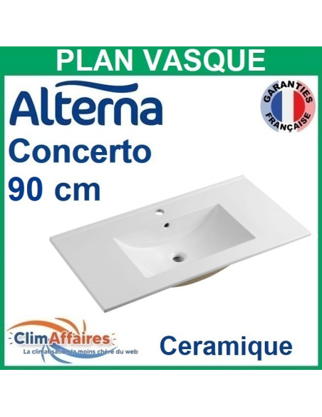 Alterna Plan Vasque Ceramique Centree pour meuble salle de bain CONCERTO - 90 CM