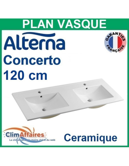 Alterna Plan Double Vasques Ceramique Centree pour meuble salle de bain CONCERTO - 120 CM