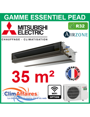 Mitsubishi Monosplit Gainable Essentiel - Haute Pression - R32 - PEAD-M35JA2 + SUZ-M35VA (3.6 kW)