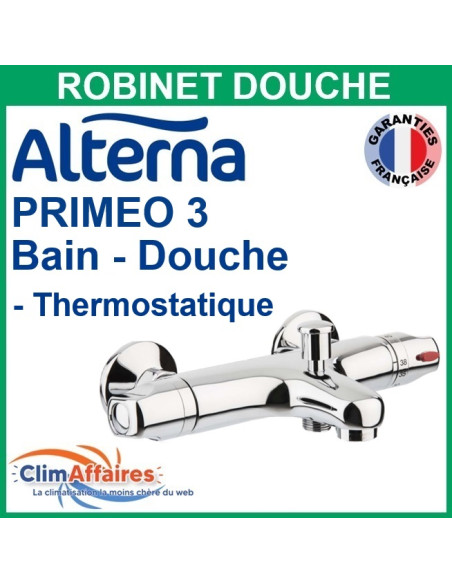 Alterna Robinet Mitigeur Mural Thermostatique PRIMEO 3 pour Bain / Douche - Chrome