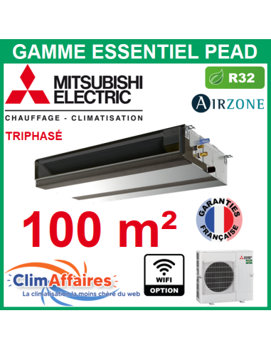 Mitsubishi Monosplit Gainable Essentiel - Haute Pression / Triphasé - R32 - PEAD-M100JA2 + PUZ-M100YKA2 (9.5 kW)