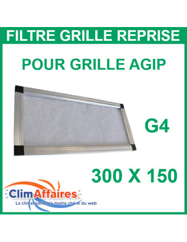 Filtre de rechange avec cadre en aluminium - Pour grille de reprise porte filtre AGIP 300 x 150 mm - FAGIP134A2