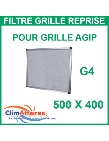 Filtre de rechange avec cadre en aluminium - Pour grille de reprise porte filtre AGIP 500 x 400 mm - FAGIP206A1