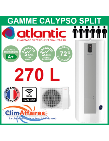 Chauffe Eau Thermodynamique Atlantic SPLIT CALYPSO CONNECTÉ WIFI Vertical sur Socle 270 Litres - 232520 + 232521