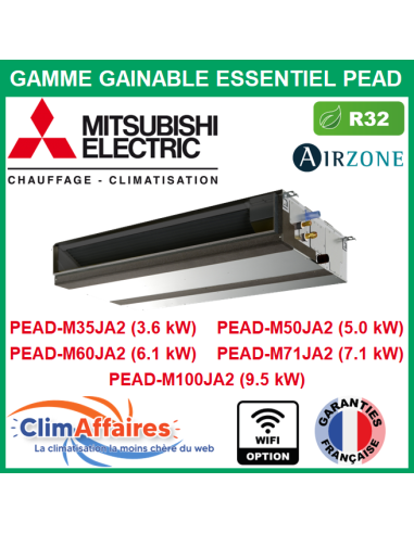 Mitsubishi Climatisation unité intérieure Gainable - R32 - PEAD-M35JA2 / PEAD-M50JA2 / PEAD-M60JA2 / PEAD-M71JA2 / PEAD-M100JA2