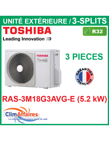 Toshiba Climatisation Unité Extérieure Multisplit - Trisplit - R32 - RAS-3M18G3AVG-E - Photo principale