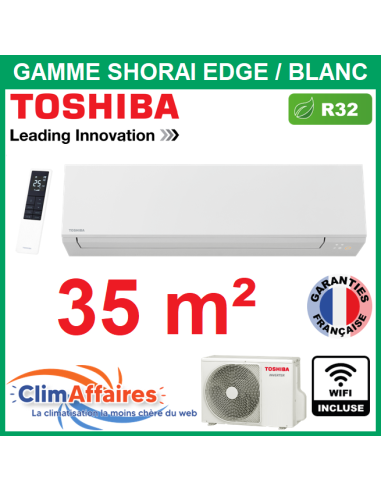 Toshiba Climatiseur Monosplit Mural Inverter - SHORAI EDGE Blanc - R32 - RAS-B13G3KVSG-E + RAS-13J2AVSG-E1 + wifi (3.5 kW)