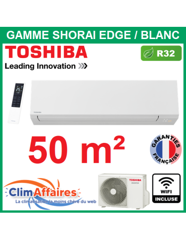 Toshiba Climatiseur Monosplit Mural Inverter - SHORAI EDGE Blanc - R32 - RAS-B18G3KVSG-E + RAS-18J2AVSG-E1 + wifi (5.0 kW)