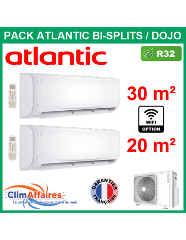 Atlantic Climatiseur Bisplit Réversible DOJO - 2U018NBB.UE + AS007DBB.UI + AS012DBB.UI (2.6 kW)