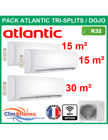 Atlantic Climatiseur Tri split Réversible DOJO - 3U024NBB.UE (872162) + 2 x AS007DBB.UI (873823) + AS012DBB.UI (873825)