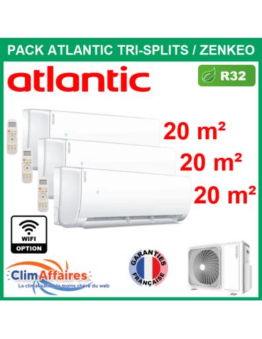 Atlantic Clim Tri split Réversible ZENKEO - 3U024NBB.UE (872162) + 3 x AS007NBB.UI (873833)