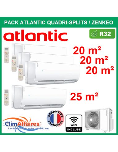 Atlantic Climatisation Quadri Split  ZENKEO - 4U030NBB.UE (872163) + 3 x AS005NBB.UI (873832) + AS009NBB.UI (873834)