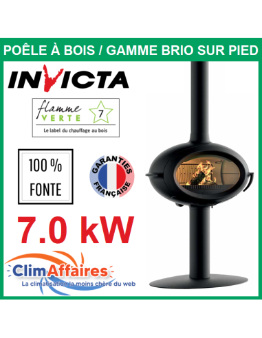 Invicta - Poele a bois en fonte BRIO SUR PIED (7.0 kW) - P648114