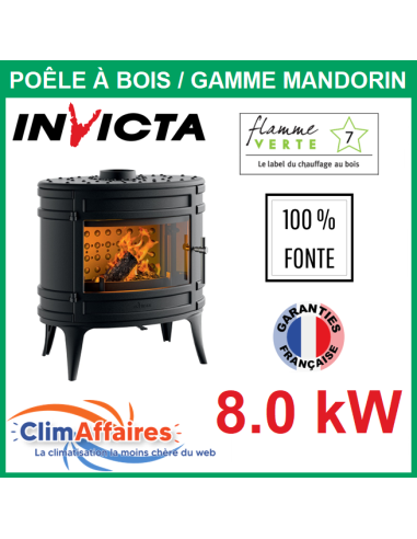 Invicta - Poele a bois en fonte MANDORIN (8.0 kW) - P648304