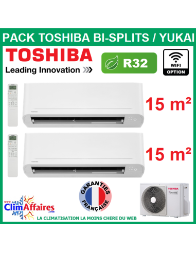 Toshiba BiSplit Climatiseur - YUKAI - R32 - RAS-2M10G3AVG-E + 2 X RAS-B05E2KVG-E (3.3 kW)