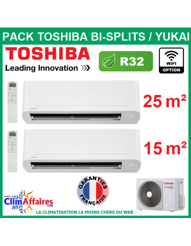 Toshiba Bisplit Climatiseur - YUKAI - R32 - RAS-2M14G3AVG-E + RAS-B10E2KVG-E + RAS-B05E2KVG-E (4.0 kW)