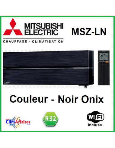 Mitsubishi Climatiseur Mural Inverter Monosplit - Gamme Design Premium + - MSZ-LN25VGB + MUZ-LN25VGHZ - Noir Onyx