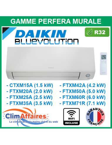 Daikin Unité Intérieure - PERFERA Murale - R32 - CTXM15R / FTXM20R / FTXM25R / FTXM35R / FTXM42R / FTXM50R / FTXM60R / FTXM71R