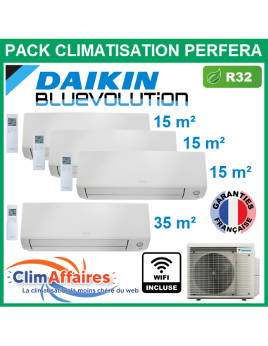 Daikin Quadrisplit - PERFERA Bluevolution - R32 - 4MXM80A9 + 3 x CTXM15A + FTXM35A + WIFI (8.0 kW)