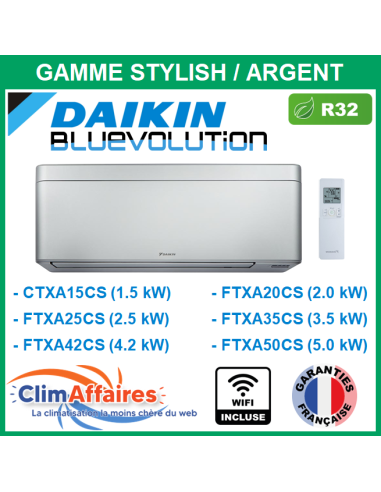 Daikin Unité Intérieure - STYLISH + WIFI - R32 - CTXA15CS, FTXA20CS, FTXA25CS, FTXA35CS, FTXA42CS, FTXA50CS