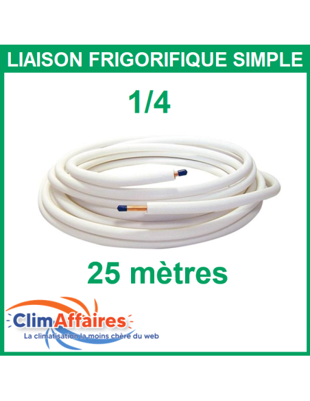 Liaison frigorifique en cuivre isolée simple M1 - 1/4 (25 mètres)