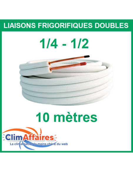 Liaisons Frigorifiques Cuivre Isolées Double - 1/4 - 1/2 - M1 - 10 mètres