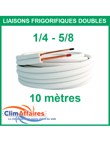 Liaisons frigorifiques cuivre isolées double pour climatisation 1/4 - 5/8 M1de 10 mètres qualité professionnelle