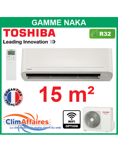 Toshiba Clim Mural Monosplit Réversible NAKA R32 - RAS-B05B2KVG-E + RAS-05B2AVG-E (1,5 kW)