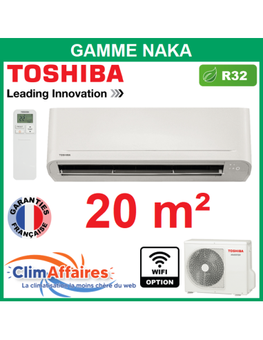 Toshiba Clim Mural Monosplit Réversible NAKA R32 - RAS-B07B2KVG-E + RAS-07B2AVG-E (2,0 kW)