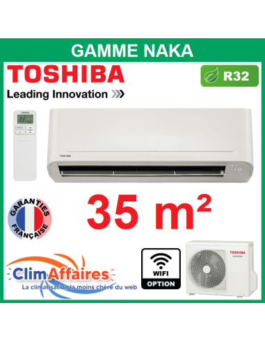 Toshiba Clim Mural Monosplit Réversible NAKA R32 - RAS-B13B2KVG-E + RAS-13B2AVG-E (3.3 kW)