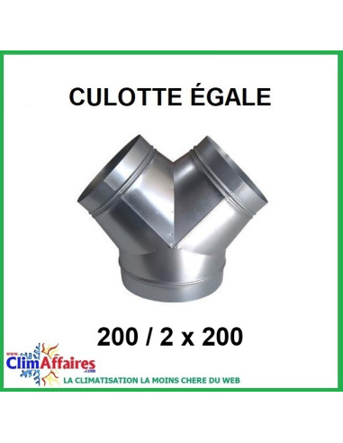 Culotte égale Arrivée : Ø 200 mm / Sortie : Ø 200 mm