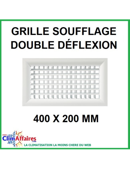 Grille de Soufflage - Double Déflexion - Blanche - 400 x 200 mm