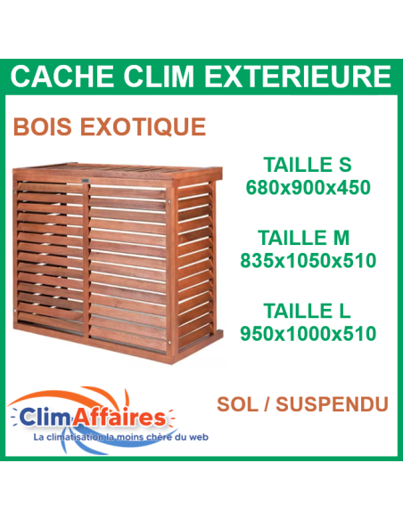 Cache Groupe Exterieure Climatisation - Bois Exotique - Unité extérieure (3 tailles : S - M - L)