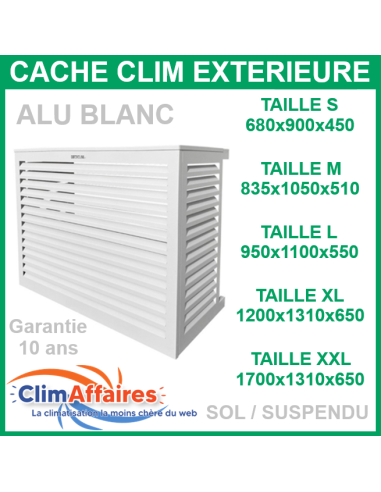 Cache groupe - Aluminium Blanc - Unité extérieure (3 tailles : S - M - L)