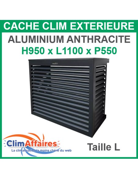 Cache groupe pour climatisation unité extérieure - Aluminium Anthracite - 950x1100x550 mm (Taille L)