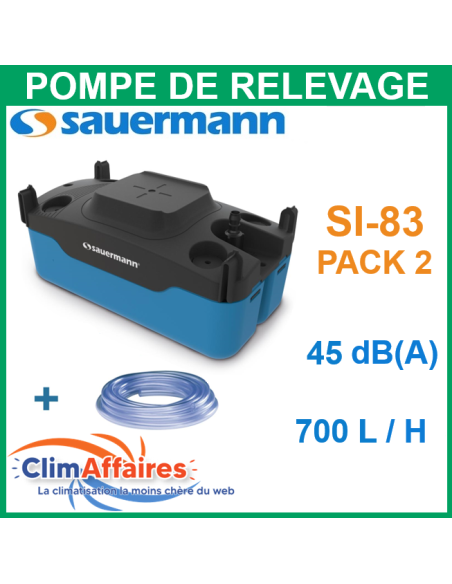 Pompe de Relevage à bac - Sauermann - SI-83 Pack 2 + 5 mètres Tube PVC (700l/h)